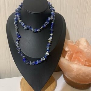 Blue Lapis Chip Double Strand Necklace - Women Jewelry